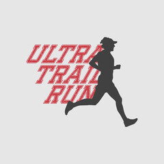 Obraz premium Runner marathon trail run logo vector graphic illustration on background, sticker badge