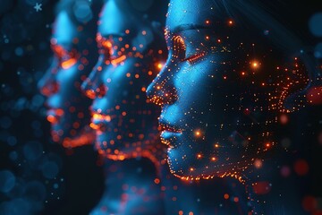 Ai Robot face, Artificial Intelligence robot, Businesses use artificial intelligence and deep learning technology to analyze automated data