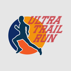 Runner marathon trail run logo vector graphic illustration on background, sticker badge
