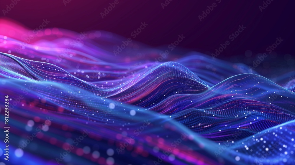 Poster computer generated image of wavy lines and dots