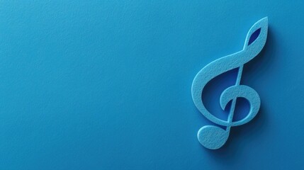 Obraz premium A vibrant felt cutout of a large note on a vivid blue backdrop sets the tone for an upcoming celebration International Jazz Day Perfect for a flat lay display with ample copy space for your