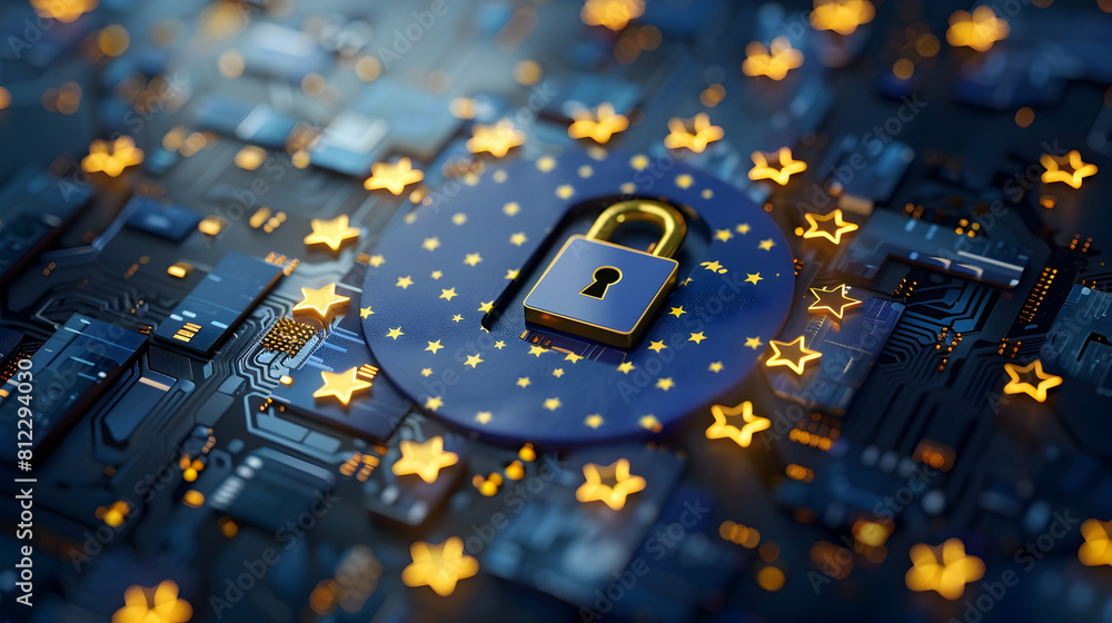 Aufkleber data security upgrade: photo realistic concept of a company implementing gdpr compliance to enhance 