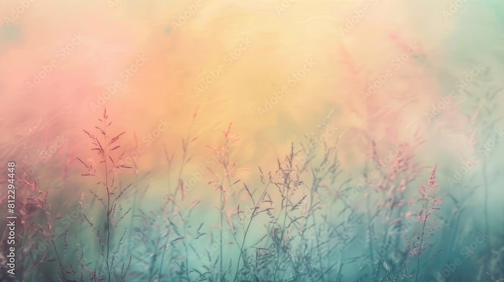 Poster abstract blurred background with summer grass in a hazy painted style