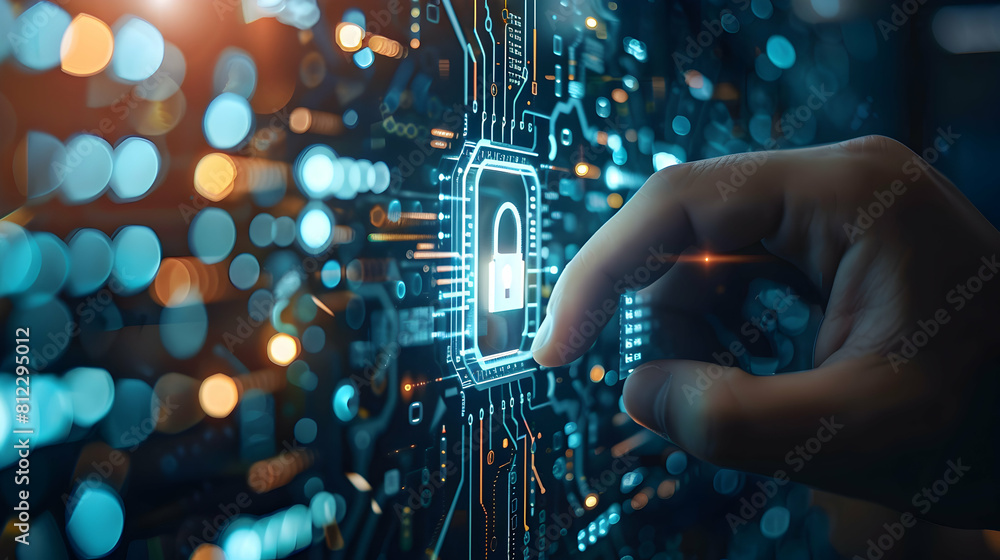 Aufkleber professional concept for secure data transfer: photo realistic image of professionals ensuring encry