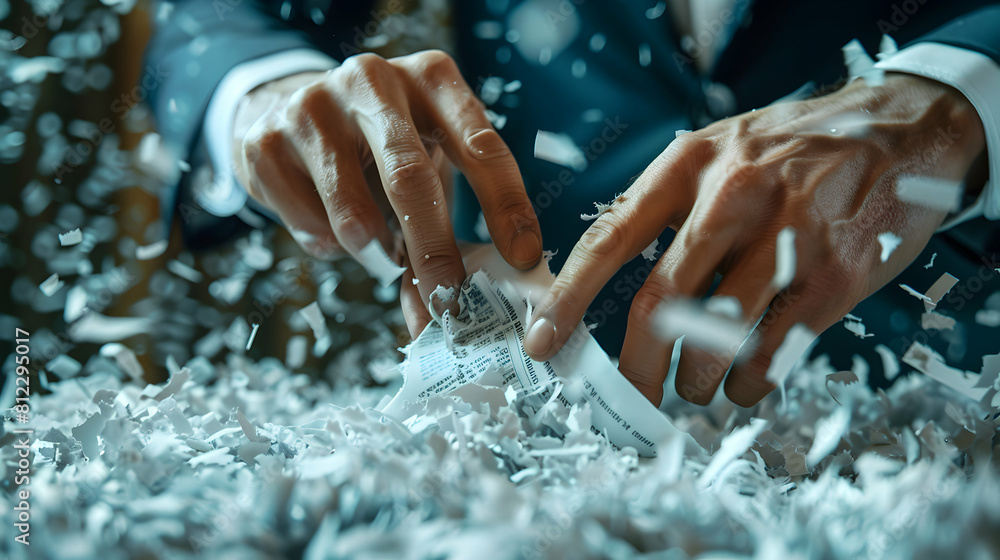 Poster secure document shredding: employees safeguarding confidential information to ensure privacy and com