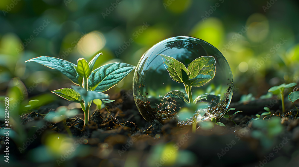 Poster photo realistic as sustainable practices development concept: management develops sustainable practi
