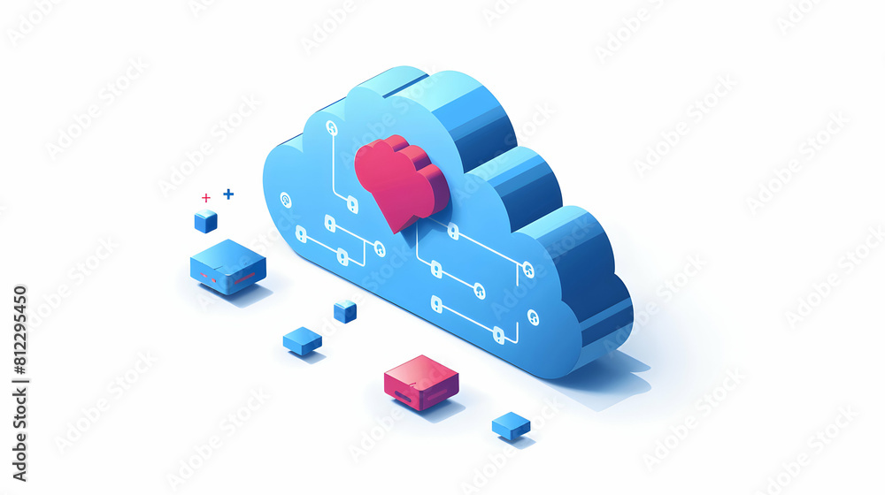Aufkleber isometric cloud data management concept for secure storage and access in companies using cloud solut