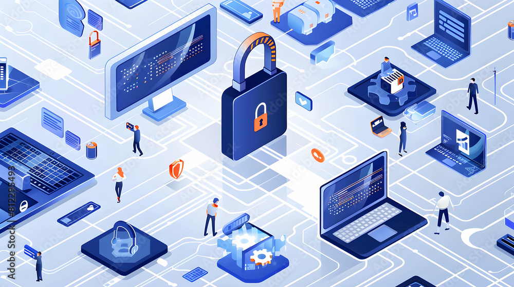 Poster cybersecurity awareness campaign: educating employees on data privacy best practices with simple fla