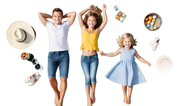 park happy family four summer july couple baby little children childhood daughter girl grass lying down 2 mother green toddler young offspring nature person portrait smiling natural plant season