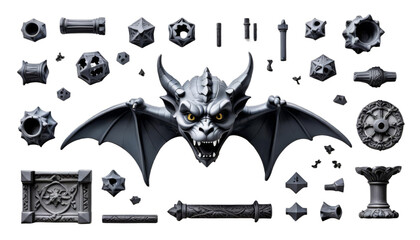 gargoyle stone column wing fantasy creature mythology legend monster dragon isolated evil statue sculpture ancient religion culture animal religious old angel architecture decoration