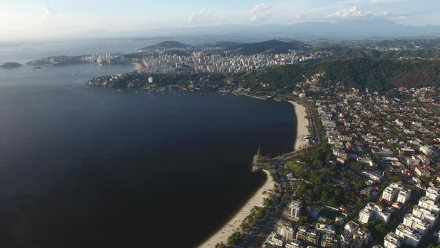 Aerial view of Charitas Beach and S&atilde;o Francisco Beach, Niter&oacute;i, Rio de Janeiro, Brazil