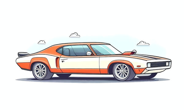 Classic luxury sedan car illustration with a white background
