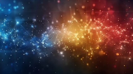 Glowing particle dots with colorful dots in abstract background, concept of light shining sparkling particles dots bokeh in blur color background