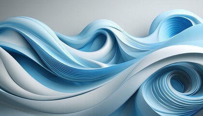 Stylized swirls and curls that mimic wind currents, designed in varying shades of blue again