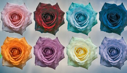 Rose set - Color set - Red Rose - Pink Rose - Purple Rose - Blue Rose - Green Rose - Yellow 