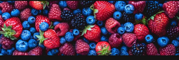 colorful mixed berries fruits on display