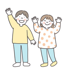 手を振る子供達