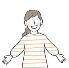 手を広げる笑顔の女性