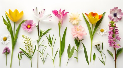 spring flowers on white background
