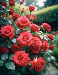 Gorgeous roses in the garden with ground.