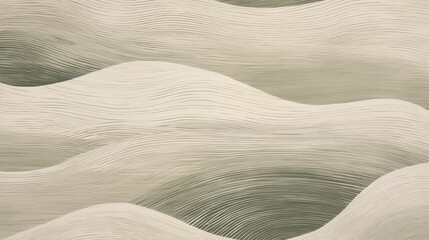 Fototapeta na wymiar Abstract Beige Waves with Flowing Lines and Textured green Pattern.