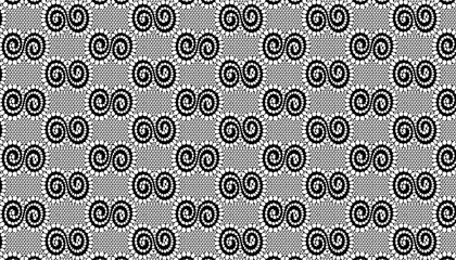 Vector seamless pattern with swirl. Jacquard Mesh Lace Fabric.
