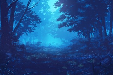 Fototapeta premium moonlit forest landscape with a sense of tranquility and solitude