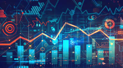Abstract financial data with graphs and charts