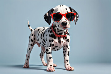 Dalmatian dog puppy with sunglass shade glasses