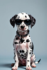 Dalmatian dog puppy with sunglass shade glasses