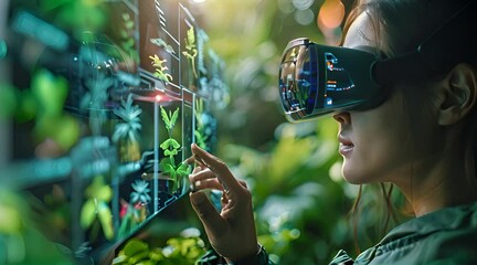 woman using vr looking at agricultural technology - Powered by Adobe