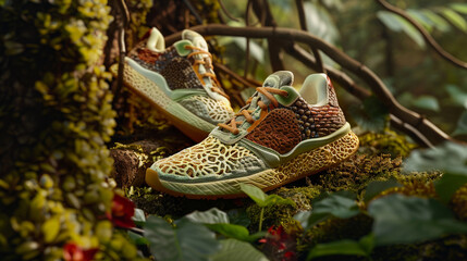 stylish and vibrant pair of a nature-inspired pair of sports shoe