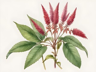 Amaranth Flower Watercolor Plant Nature Art