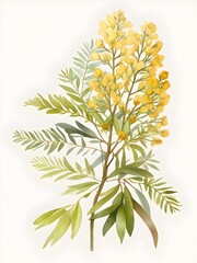  Acacia Flower Watercolor Plant Nature Art