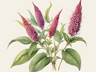Amaranth Flower Watercolor Plant Nature Art