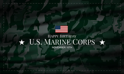 Happy Birthday US Marine November 10 Background Vector Illustration