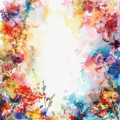 An abstract flowers watercolor painting provides a colorful and inspiring background for a business template