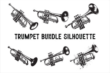 Musical instrument trumpet Bundle Set vector illustration.  © MdNayab