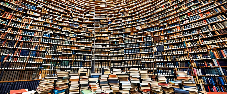 Stack of books in library, World book day, Generative ai