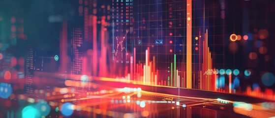 Fototapeta premium Banner with copy space of business intelligence, visualized in cinematic styles, enhances strategic decisionmaking, with copy space