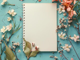 Beautiful spring flowers in a flat lay mockup breathe life into an education template