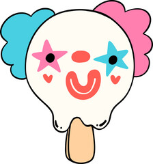Groovy Clown Ice Cream, clowncore doodle