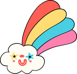 Groovy Clown Rainbow, clowncore doodle