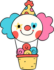 Groovy Clown Hot Air Balloon, clowncore doodle