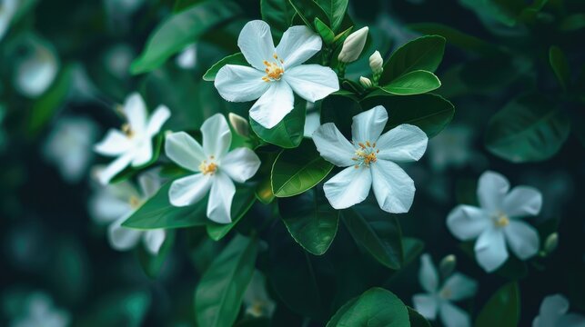 Close up image of crape jasmine plant