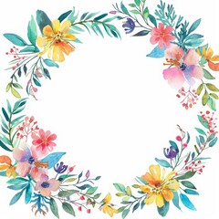 Festive floral frames encircle a blank template