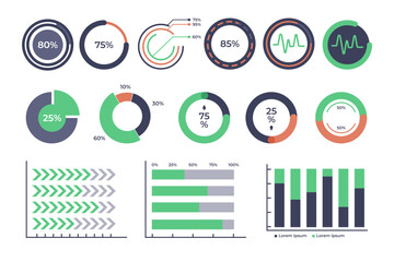 Dynamic graph and chart icon sets for visual data representation. Perfect for business presentations, reports, infographics, and more