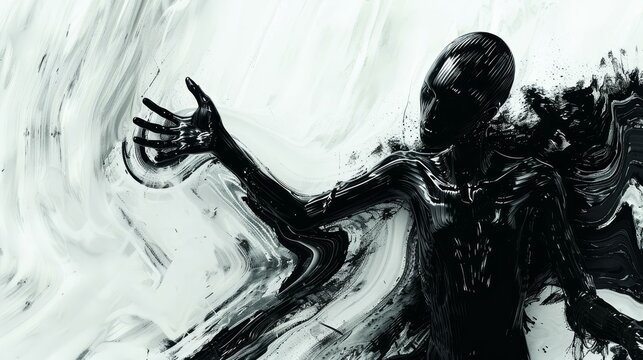 Shapeshifting creature with liquid metal skin, Ai Generated