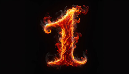 炎エフェクトと数字の1テキスト