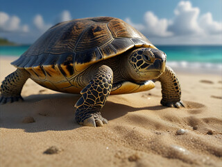 Sea Turtle on a Tropical Beach